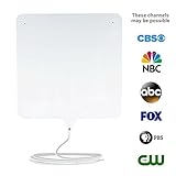 NoCable 50 - Indoor Amplified TV Antenna by NoCable | 50-mile Range, 12ft Detachable Cable + Free TV for Life + Reversible, Ultra Flat, Digital High Definition HD DTV Antenna. Easy Install