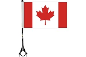 Canada Miniature Bike Flag Set,8x5 Inch Canadian Small Bicycle Flag With 11 Inch Black Flagpole