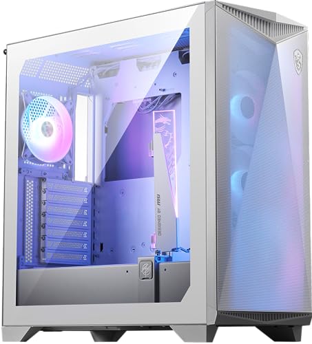 MSI MPG GUNGNIR 300R AIRFLOW WHITE Mid-Tower PC Case – Supporto E-ATX, 4 × 120 mm ARGB PWM Fan con Hub Controller, Stand GPU Verticale, Filtri Antipolvere, Gestione Cavi, USB Type-C 20Gbps