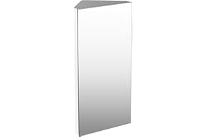 HOMCOM Wall Mounted Bathroom Corner Mirror Storage Cabinet Stainless Steel with Single Door