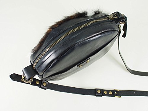 Leather Cowhide Crossbody Round Canteen Purse