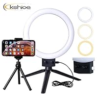 7" LED Selfie Ring Light Kit with Tripod Stand, Phone Stand and Phone Holder 2800-5500K 80pcs LED Beads for Live Stream/Makeup Photography Camera Video Vlog Lighting Kit (US Stock)