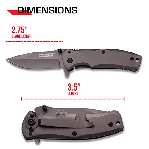TAC FORCE Spring Assisted Folding Pocket Knife Grey TiNite Coated