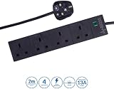 PRO ELEC PELB1706 4 Gang Surge Protected Mains Extension Lead 2m Black view 2