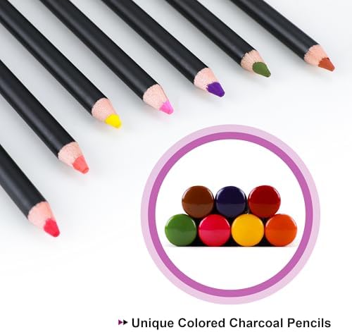 Conjunto de 46 lápis de desenho para esboços, lápis de desenho, materiais de arte com lápis de carvão colorido, grafite, carvão, ferramentas de mistura, acessórios, kit de desenho para