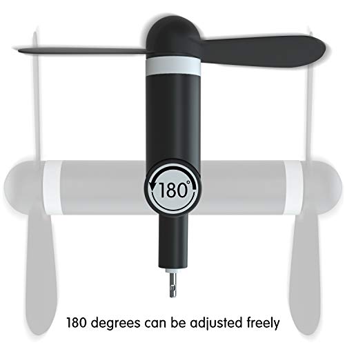 iUKUS Mini Phone Fan, [180 Rotating] Portable Mini Cooler Mobile Phone Fan Compatible with iPhone XS/XR/X/8/8+/7/7+/6, iPad, iPod (Black) - Thumbnail 2