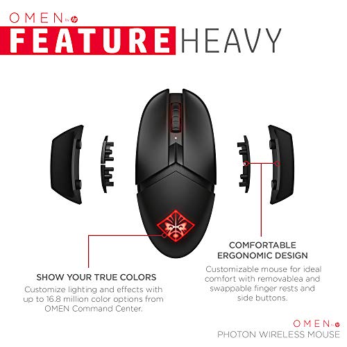 OMEN by HP Photon Wireless Gaming Mouse with Qi Wireless Charging, Programmable Buttons, Custom RGB, E-Sport DPI (6CL96AA)