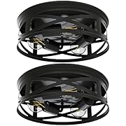Sunco Lighting 3-Light Flush Mount Ceiling Light Fixture, Hallway Matte Black Outdoor Lights, Anti-Corrosive, E26 Base, Dimmable A19 Edison LED Bulbs Included, for Hallway Kitchen Bathroom 2 Pack