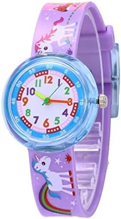 QBD Kids Boys Childs Girls Time Teacher Watches-10 Sports Cartoon Designs - Dinosaur/Bumble Bee/Unicorn/Gold Fish/Lion/Rose Flower/Frog/Bunny Rabbit/Teddy Bear/Dolphin