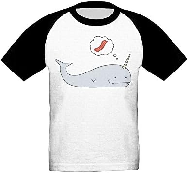 Narwhal Whale I Love Bacon Unisex Kids Short Sleeve Baseball T Shirt Top 2 Toddler
