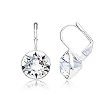 MYJS Bella Rhodium Plated Mini Drop Earrings with Clear Swarovski Crystals