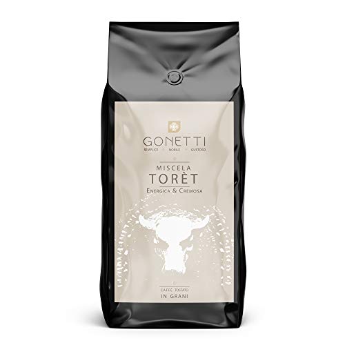 Gonetti Kaffeebohnen 1 kg - Turet Mischung - Italienischer Kaffee - Vollmundig und cremig mit 100% Robusta - Ideal für…