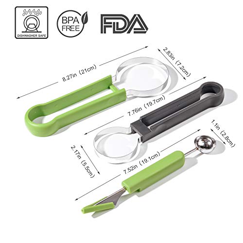 Melon Baller Scoop Set, 4 in 1 Stainless Steel Fruit Tool Set Melon