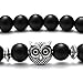 Gadblesjew Men Women 8mm Weathered Agate Bracelet Elastic Stone Beads Bracelet Bangle with Charm Owl