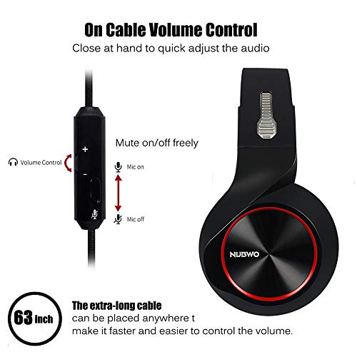 NUBWO Gaming Headset,Headphones with Noise Cancelling Microphone for Xbox One,PS4,Computer, Laptop (Red) - Thumbnail 7