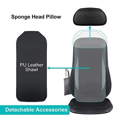 Tespo Back Massager Old-Style Cushion Chair Pad - Shiatsu Deep Tissue Kneading Massager with Heat, 2 Vibrations Seat Massage & Full Back Pain Relief, Home Office Use