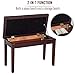 HOMCOM Piano Bench, Duet Piano Chair with Faux Leather Padded Cushion and Wooden Frame, Button Tufted Keyboard Bench, Brown