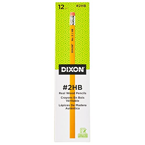 Dixon No. 2 Yellow Pencils, WoodCased, Black Core, 2 HB Soft, 12