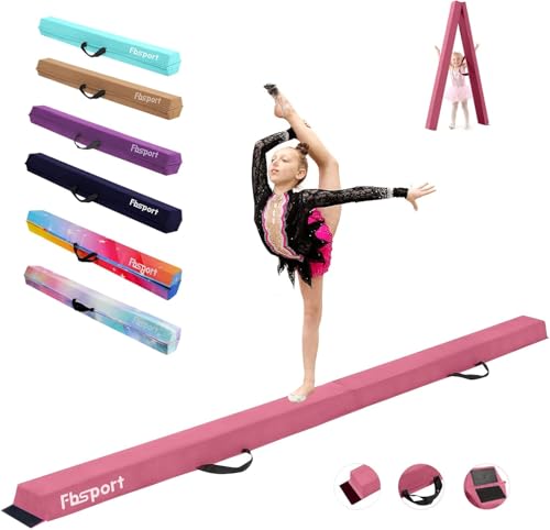 FBSPORT 180CM Faltender Schwebebalken, Gymnastik Balance Balken, Gymnastikboden Balken, Beflockungsschicht Balancierbalken, Balance Fitness Ausrüstung für Kinde