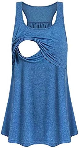 Feitengtd Women Maternity Loose Comfy Pull-up Nursing Tank Tops Vest Breastfeeding Shirt