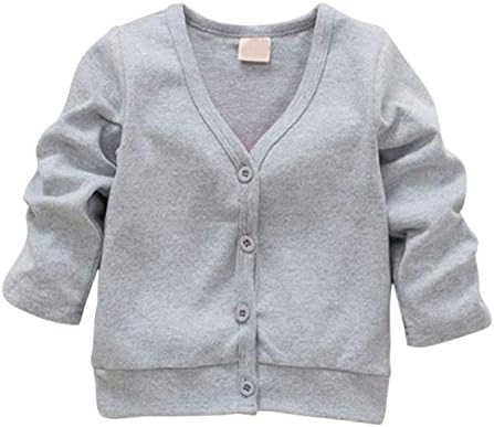 Felds Cotton Baby 0-3Y Boys Girls Jacket Casual V-Neck Cardigan Thick Coat Children'S Clothing Gray 3T