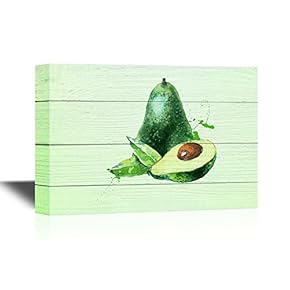 Fruits Canvas Wall Art - Watercolor Painting Avocado - Gallery Wrap Modern Home Art | Ready to Hang - 12x18 inches