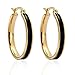 Circle Polished Shiny 18K Gold Plated Black Hoop Earrings