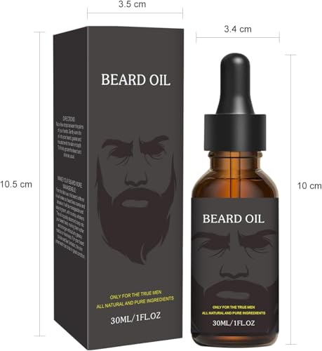 Beard Oil, Pure Natural Beard Growth Oil Moisturizing Softener, Beard Growth Products for Patchy, Father's Day, Perfect Gifts for Men Husband Boyfriend Dad, with Green Tea Scent (30 ml)