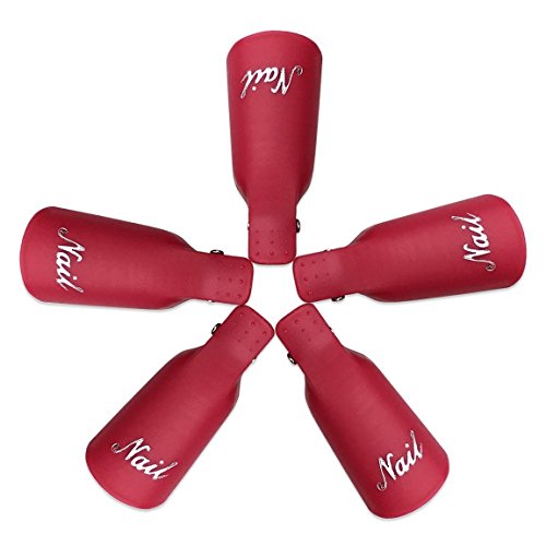 Pana 10 Pcs High Quality Reusable Acrylic Nail Soak Treatment UV Gel Polish Remover Clip Cap Manicure Tool (Red Color)