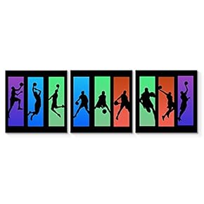 3 Panel Canvas Wall Art Play Basketball Pictures Home Wall Decorations for Bedroom Living Room Paintings Canvas Prints Framed - 12"x12"x3 Panels
