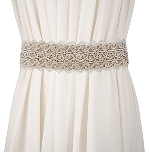 Lovful Women's Bowknot Lace Self Tie Wrap Around Obi Waist Band Cinch Wide Boho Belt,Khaki