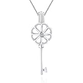 LGSY 925 Sterling Silver Flower Key Cage Pendants Crafting Charm for DIY Necklace Bracelet Jewelry Making
