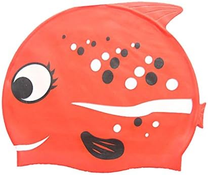 Rohern New Flexible Durable Silicone Diving Hat Unisex Swimming Equipment Hats Water-Proof Swim Caps Protective Ear Caps for Kids Red