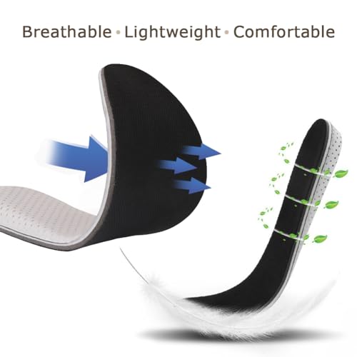 Insoles to increase height Designed with improved arch, non-slip and comfortable riser insoles,Height Increasing Insole Pads 1 pair, (EU 35-43) (Arched 2 cm) Black