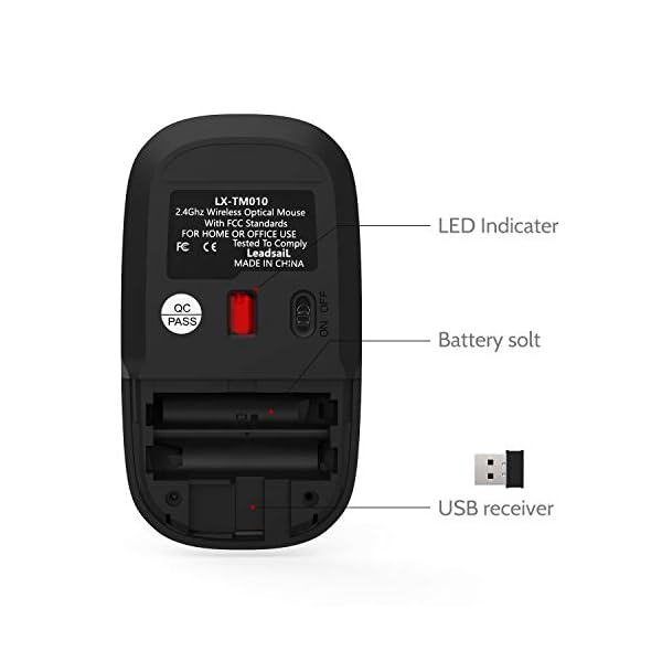 Wireless Mouse for Laptop Silent Cordless 2.4G USB Slim Mouse Wireless Optical Ambidextrous Computer Mobile Mouse…