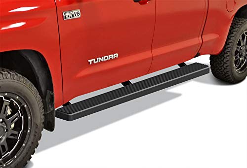 APS iBoard Running Boards 5 inches Matte Black Custom Fit 2007-2019 Toyota Tundra Double Cab Pickup 4-Door (Nerf Bars Side Steps Side Bars)