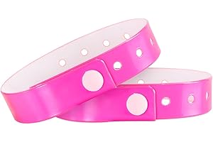 Ouchan Plastic Event Wristbands Neon Pink - 100 Pack Wristbands for Parties