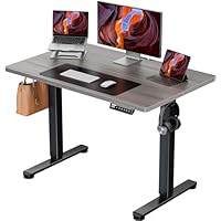 ErGear Small Height Adjustable Electric Standing Desk, 40 x 24 Inches Sit Stand up Desk, Memory Computer Home Office Desk with Two-Piece Desktop (Grey)