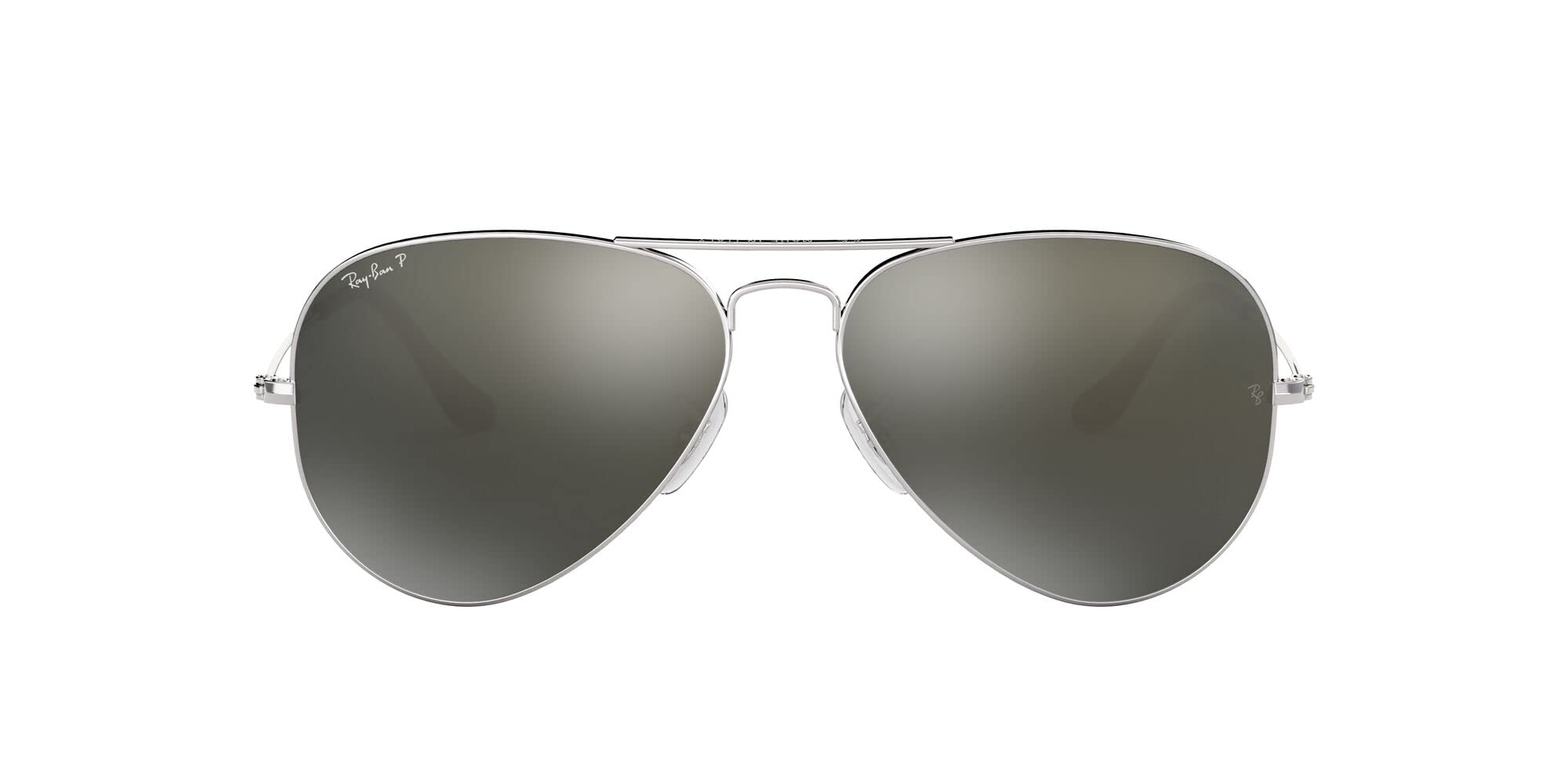 Photo 1 of Ray-Ban Unisex RB3025 Classic Polarized Aviator Sunglasses, Silver/Polarized Grey Mirrored Silver, 58 mm