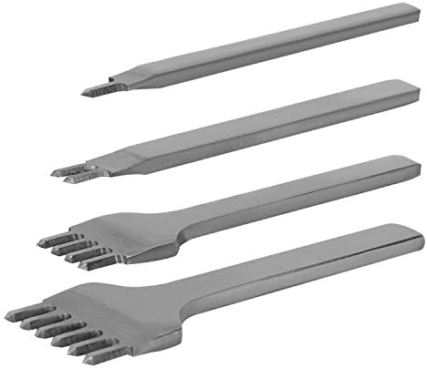 HanTof 5mm Lacing Stitching Chisel Set Hole Punch Tool 4PCS 1+2+4+6 Prong Diamond Hand Working Hole DIY Leather Craft Kits