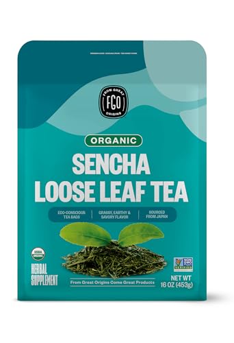FGO Organic Sencha Loose Leaf Tea, Resealable