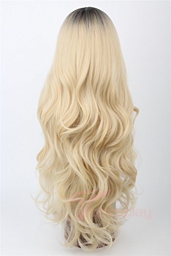 Women Wigs Hair Blonde Ombre Long Wave Natural Style Costume Wig with Dark Roots - Image 5