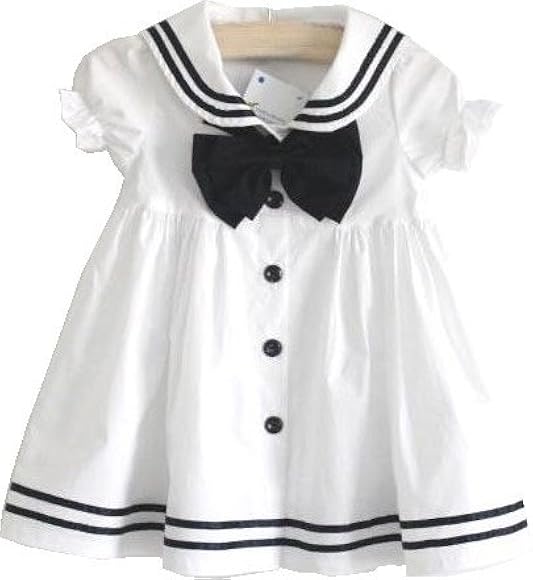 Amazon Co Jp キッズ ベビー服 舞台衣装 セーラーカラーのお嬢様ドレス 80 105 白 半袖 ワンピース フォーマル 結婚式 韓国 子供服 女の子 1041 90 服 ファッション小物