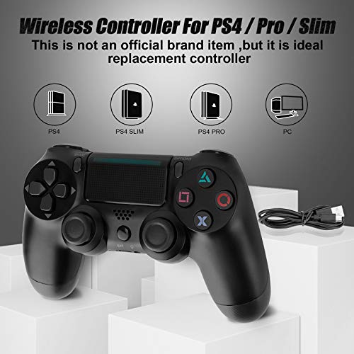 UTAWO Wireless Controller for Playstation 4/Pro/Slim/PC, Gamepad Joystick Remote for PS4 Console with 1000mAh/Built-in Dual Vibration/6-axis Gyro Sensor/Speaker/Audio Jack (Black)