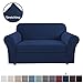 H.VERSAILTEX 2 Piece Loveseat Slipcovers Stretch Furnitue Cover Fit Lovesat Width Up to 70 Inch, Spandex Jacquard Fabric Sofa Protector Suit for T Cushion/Box Cushion- Loveseat - Navy