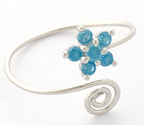 Hawaiian Jewelry Blue CZ Plumeria Flower Toe Ring from Hawaii