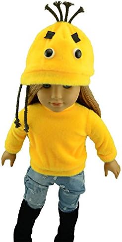 American Girl Doll Clothes Golden Plush Top + Golden Cute Hat Fit 18 Inch Dolls