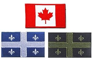 Antrix 3 Pieces Canadian Flag Maple Leaf Patch and Quebec Hook Loop Embroidered Tactical Tags Patch for Backpack Hats Jackets