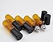 ELFENSTALL 10pcs 5ml(1/6oz) Roll on Glass Bottle for Essential Oil - Empty Aromatherapy Perfume Bottles - Refillable Slim with Metal Ball and Black Lid Amber + FREE Dropper