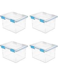 STERILITE 19334304 32 Quart Gasket Box with Clear Base and Lid (4 Pack)
